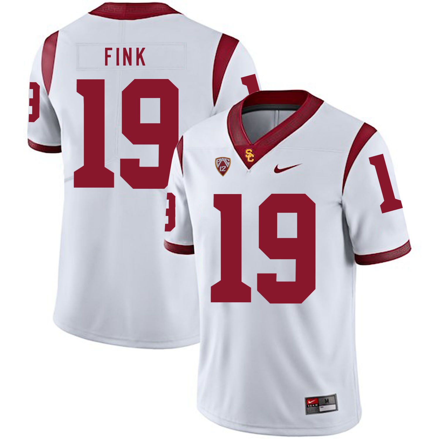 Men USC Trojans 19 Fink White Customized NCAA Jerseys